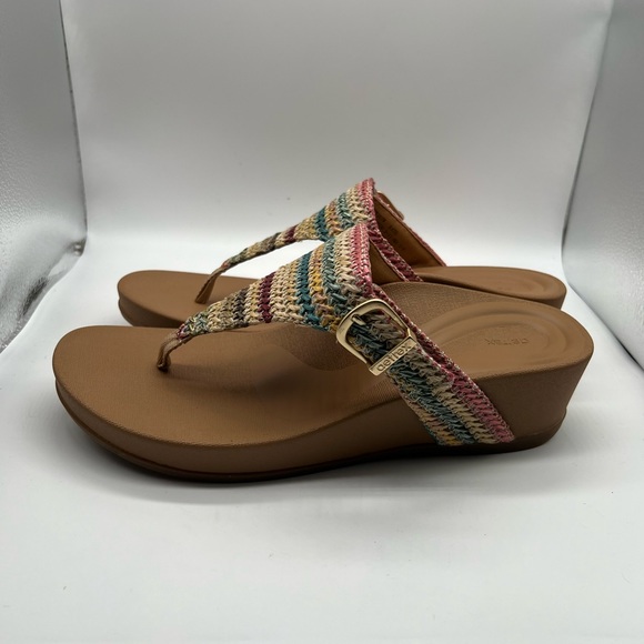 Aetrex Women Thong Kate Tan Sandals 10.5-11 Arch Support Heels NEW IN BOX - Picture 9 of 13